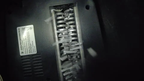 Revised documents. Remains of documents after disposal. Inside view. Destruct Video stock 221417173