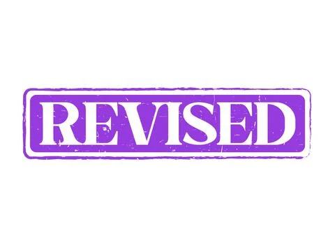 REVISED Rubber Stamp Seal with a rectangular shape and grunge texture, for .. Stock Illustration