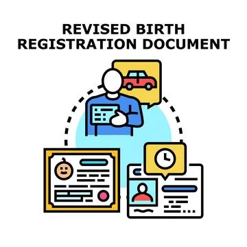 Revising birth registration document data and identity details イラスト素材
