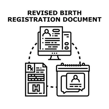 Revising birth registration document data flow concept 스톡 일러스트