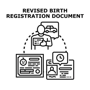 Revising birth registration document data and identity details イラスト素材