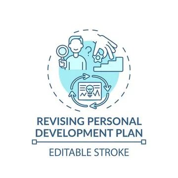 Revising personal development plan turquoise concept icon Illustrazione stock