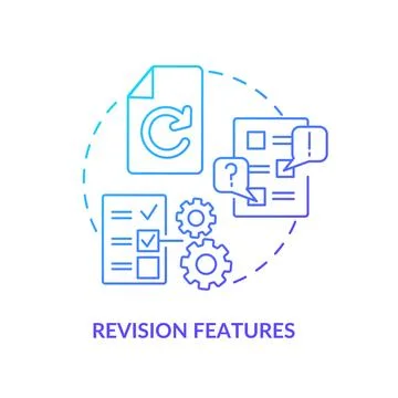 Revision features blue gradient concept icon Stock Illustration