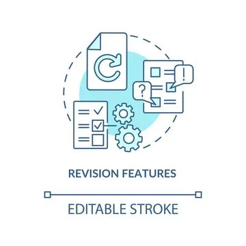 Revision features turquoise concept icon Stock Illustration