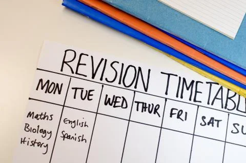 Revision or study timetable concept Stock Photos