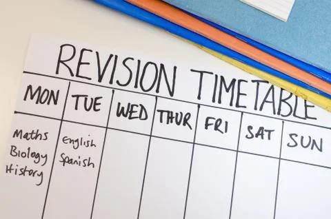 Revision or study timetable concept Stock Photos