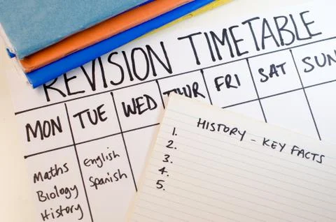 Revision or study timetable concept Stock Photos