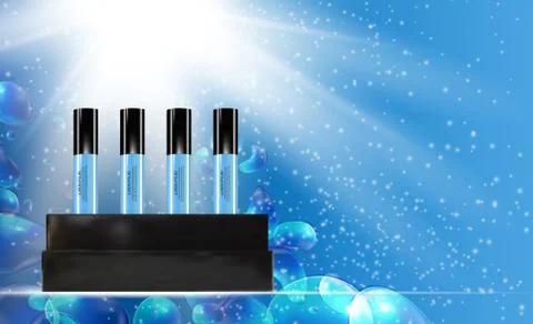 Revitalizing Serum Bottle Template for Ads or Magazine Background. 3D Realistic イラスト素材