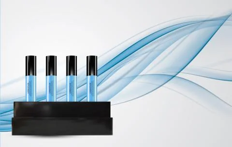 Revitalizing Serum Bottle Template for Ads or Magazine Background. 3D Realistic イラスト素材