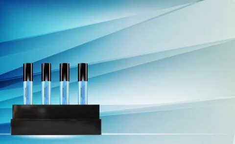 Revitalizing Serum Bottle Template for Ads or Magazine Background. 3D Realistic イラスト素材