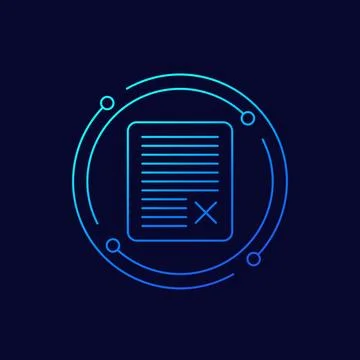 Revocation icon with document, linear design Illustrazione stock
