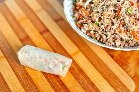 Revolute spring rolls - last step 写真素材