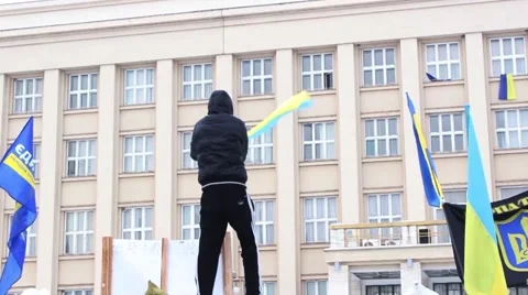 Revolution - Protestant Waving Flag Stock Footage 65290508