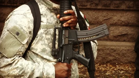 Revolutionaries with guns in Texas Stock Footage 89810343