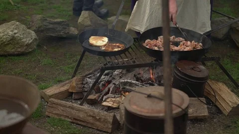 A Revolutionary War camp kitchen Stock Footage 75249833