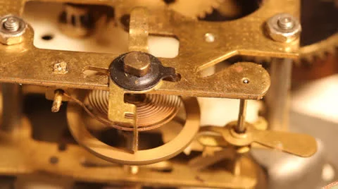 Revolve wheels and gears inside the old clock Stock Footage 23937189