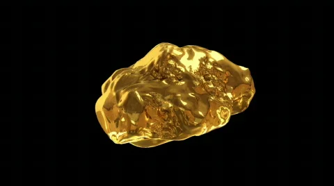 Revolved gold nugget with alpha matte Stockbeeldmateriaal 491860