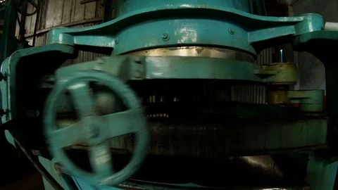 Revolved table of rolling machine in tea factory close up Stock Footage 98757704