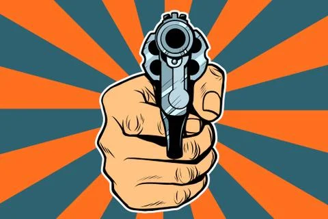 Revolver in hand Stock Illustration