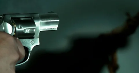Revolver Shooting Closeup Stock Footage