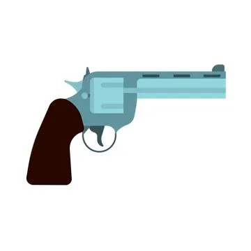 Revolver side view gun vector icon. Bullet pistol western handgun. Retro barr Stock Illustration