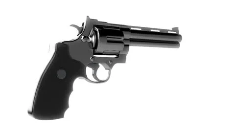 Revolver on white background, seamless loop Stock Footage 22762102