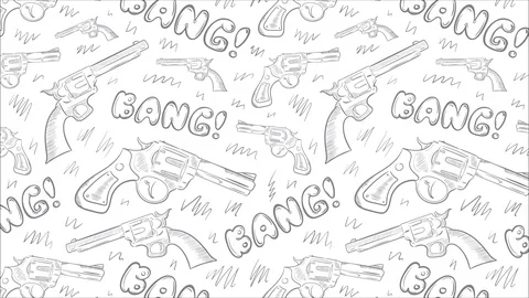Revolvers and texts on white background Stock Footage 122361931