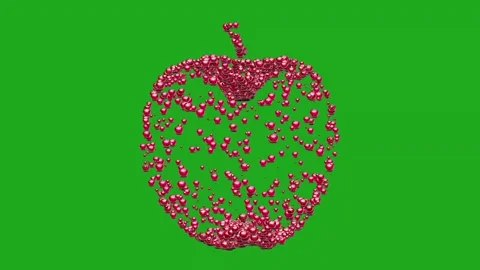 Revolving 3D Apple with dots filled on green screen-2 Video stock 341115254