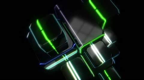 Revolving 3D cube with neon Stock Footage 46364164