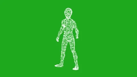 Revolving alien shape with white particles on green screen background Stock Footage 280966833
