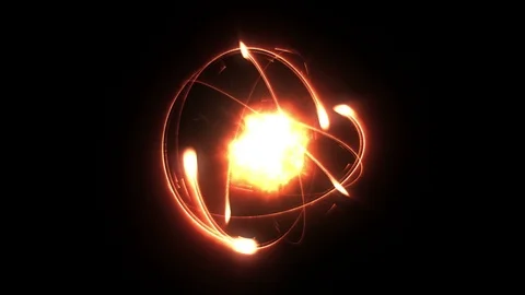 Revolving atom over a black background Vidéo 94324771