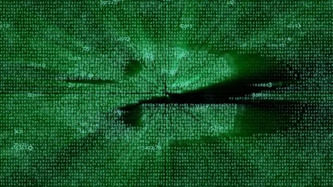 A revolving dollar against the backdrop of information flows. Stock Footage