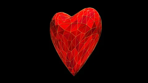 Revolving Low-Poly Heart Stock Footage 34286711