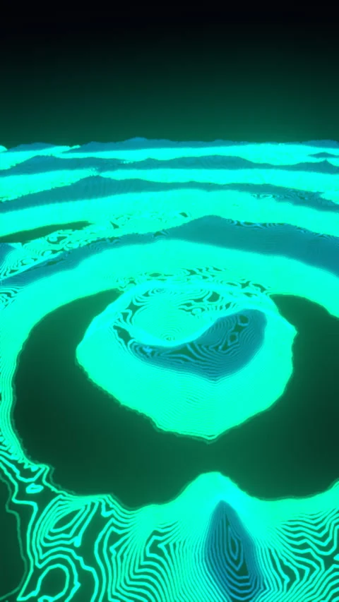 Revolving View of Pulsing Chrome Data Ripples, Vertical Video 9:16 4K Stock-Footage 336745793