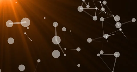A revolving view of white translucent plexus spheres under warm light glare Stock-Footage 345831525