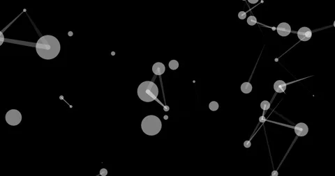 A revolving view of white translucent plexus spheres on a black background 動画素材 345846634