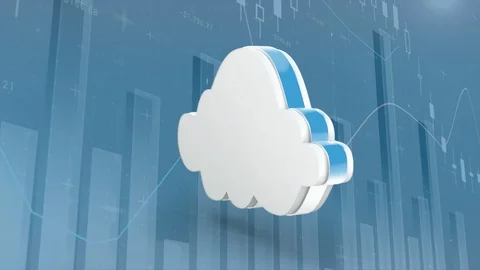 Revolving white cloud in front of moving charts and graphs Video stock 111388407