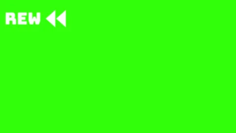 REW text and a double arrow rewind symbol isolated on a green screen. Stock Footage 329713718