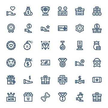Reward featuring 36 64x64 Vector Icons in Bold Line Design Stock Illustration