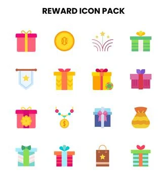 Reward Flat Bundle Icons Pack Stock Illustration