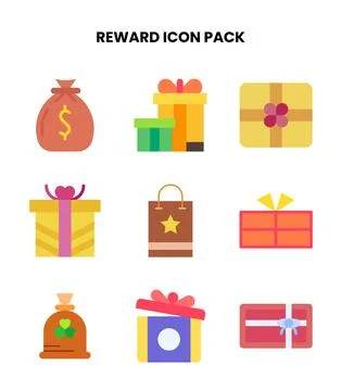 Reward Flat Scalable Icons Pack Stock-Illustration