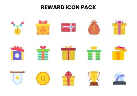 Reward Flat Set Icons Pack Stock-Illustration