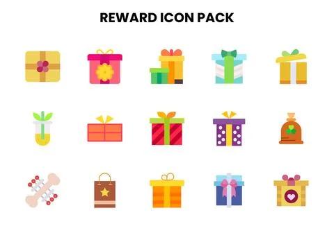 Reward Flat Vector Icons Pack Stock Illustration