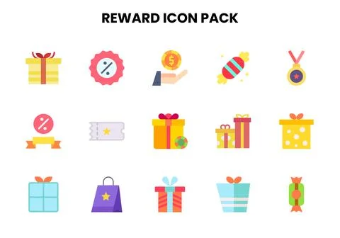 Reward Flat Vector Icons Pack Stock-Illustration