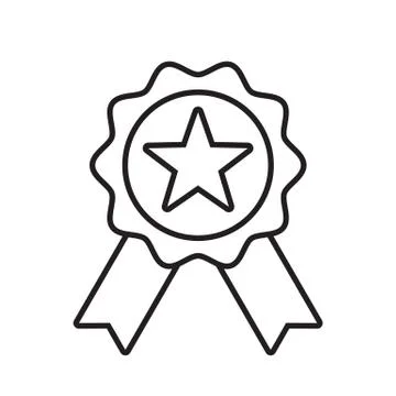 Reward grade vector icon. Star ribbon award badge, winner medal, best award Illustrazione stock