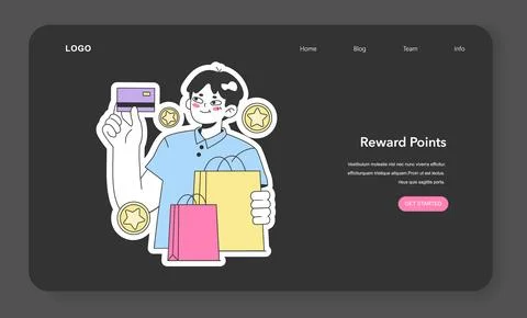 Reward points loyalty program nighmode or darkmode web banner イラスト素材