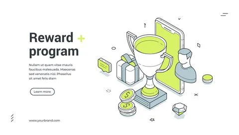 Reward program best choice seller customer isometric web banner design temp.. Illustrazione stock