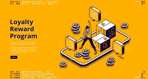 Reward program isometric landing page, cashback Stock Illustration