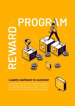 Reward program isometric poster, loyalty cashback 스톡 일러스트
