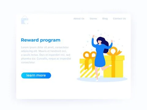 Reward program website design, vector illustration Illustrazione stock